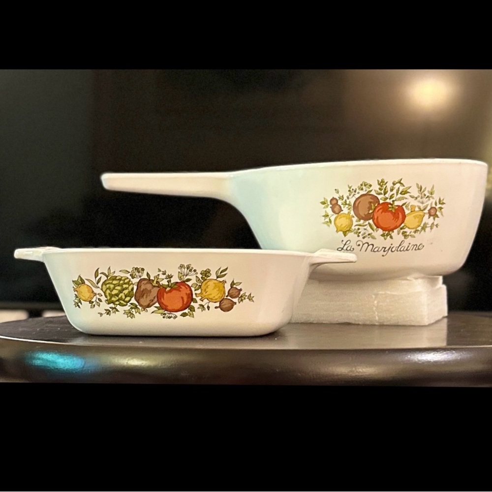 Vintage 60s Spice of Life Corning Ware Skillet & Mini Casserole Dish